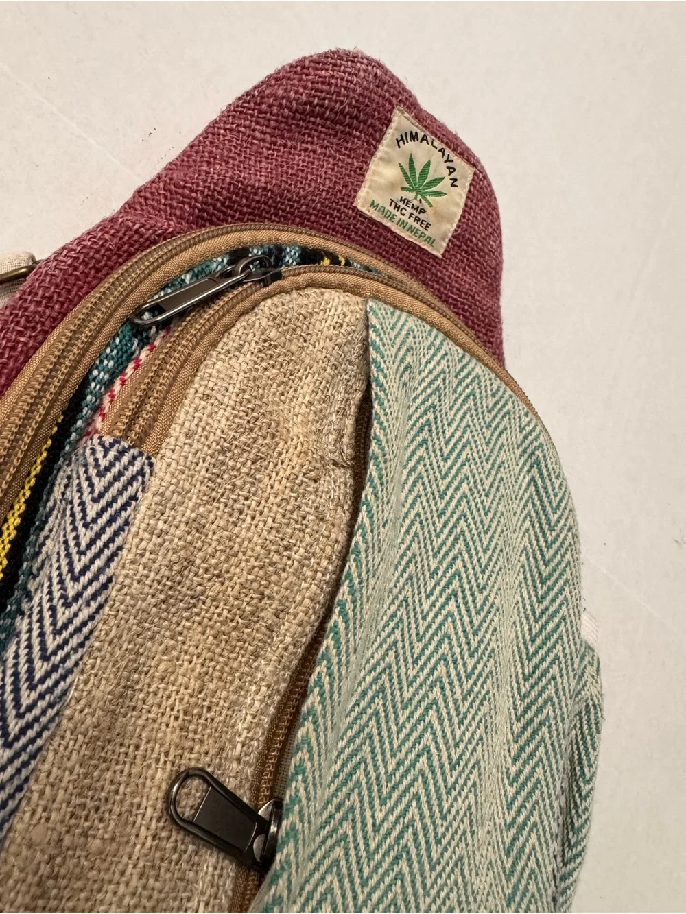 Himalayan Natural Hemp Cotton Sling Bag Crossbody Handcrafted in Nepal